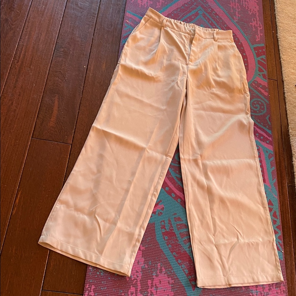 Wide-Leg Cream Pants